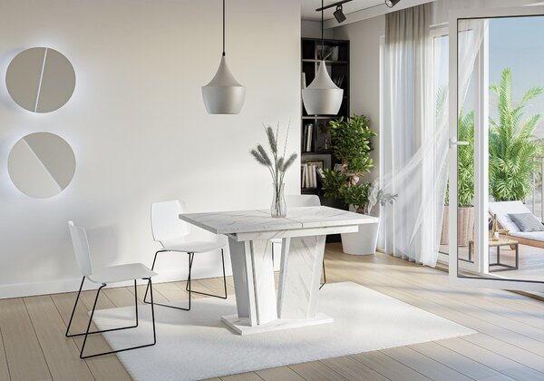 MebleMWM Stół rozkładany DOHA 2 | 120-160x80 | Biały marmur