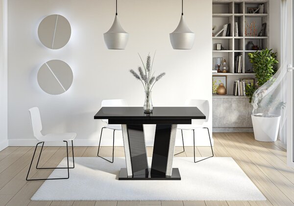 MebleMWM Stół rozkładany DOHA 2 | 120-160x80 | Czarny połysk, beton