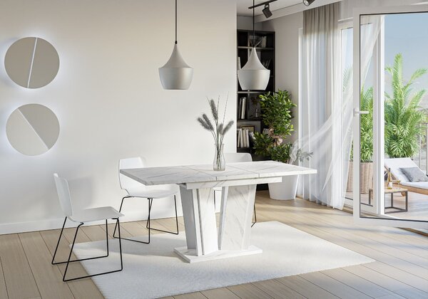 MebleMWM Stół rozkładany DOHA 2 | 120-160x80 | Biały marmur