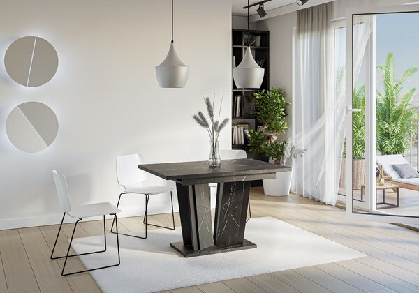 MebleMWM Stół rozkładany DOHA 2 | 120-160x80 | Czarny marmur