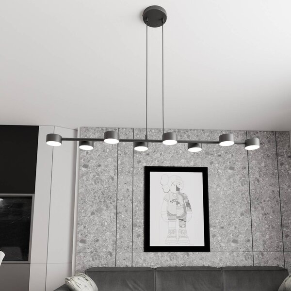 Reflektor sufitowy Megara, długość 100 cm, metal, 8-punktowa. Megara EMIBIG LIGHTING, możliwość ściemniania, czarny, salon / jadalnia, metal, nowoczesny