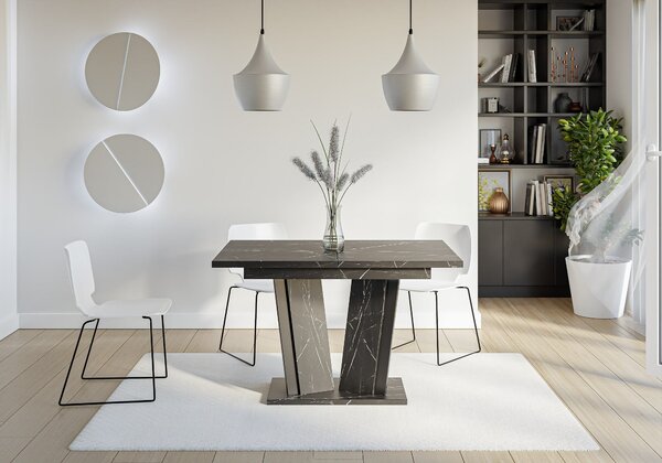 MebleMWM Stół rozkładany DOHA 2 | 120-160x80 | Czarny marmur