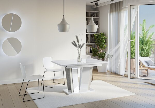 MebleMWM Stół rozkładany DOHA 2 | 120-160x80 | Biały połysk, beton