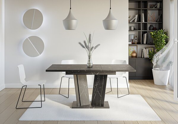 MebleMWM Stół rozkładany DOHA 2 | 120-160x80 | Czarny marmur