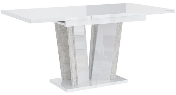 MebleMWM Stół rozkładany DOHA 2 | 120-160x80 | Biały połysk, beton
