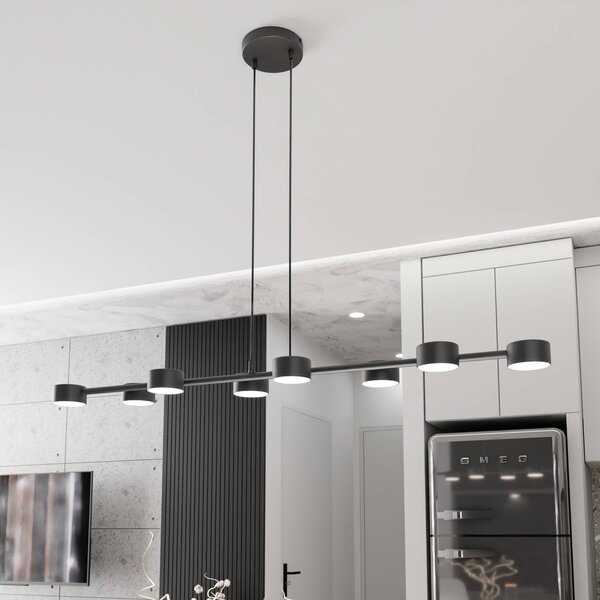 Reflektor sufitowy Megara, długość 100 cm, metal, 8-punktowa. Megara EMIBIG LIGHTING, możliwość ściemniania, czarny, salon / jadalnia, metal, nowoczesny