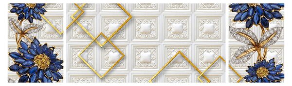 Obraz - Diamentowe kwiaty (170x50 cm)