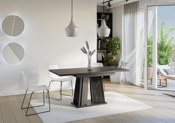 MebleMWM Stół rozkładany DOHA | 120-160x80 | Czarny marmur