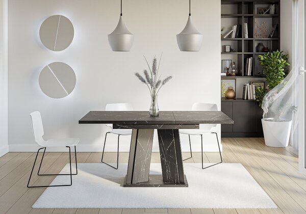 MebleMWM Stół rozkładany DOHA | 120-160x80 | Czarny marmur