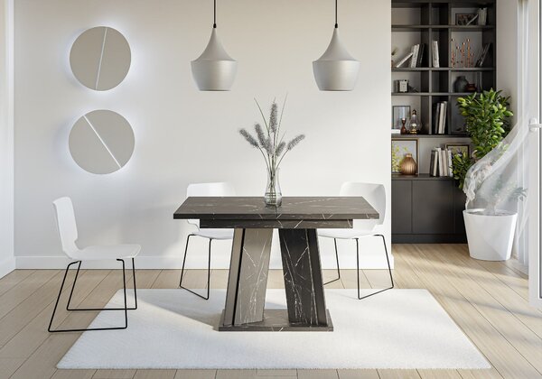 MebleMWM Stół rozkładany DOHA | 120-160x80 | Czarny marmur
