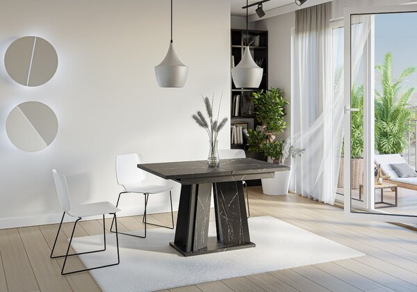 MebleMWM Stół rozkładany DOHA | 120-160x80 | Czarny marmur