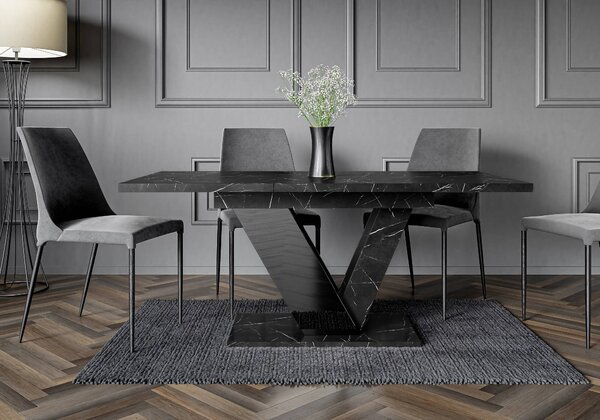 MebleMWM Stół rozkładany DUBAI | 120-160x80 | Czarny marmur