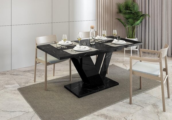 MebleMWM Stół rozkładany DUBAI | 120-160x80 | Czarny marmur