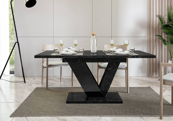 MebleMWM Stół rozkładany DUBAI | 120-160x80 | Czarny marmur