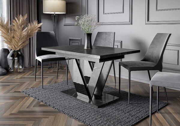 MebleMWM Stół rozkładany DUBAI | 120-160x80 | Czarny marmur