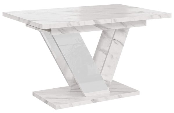 MebleMWM Stół rozkładany DUBAI | 120-160x80 | Biały marmur