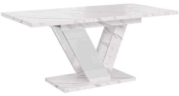MebleMWM Stół rozkładany DUBAI | 120-160x80 | Biały marmur