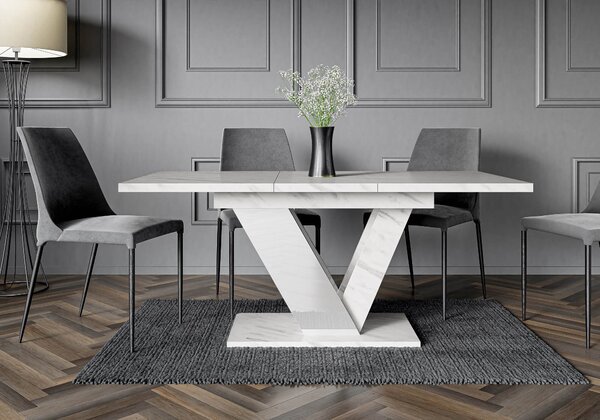 MebleMWM Stół rozkładany DUBAI | 120-160x80 | Biały marmur