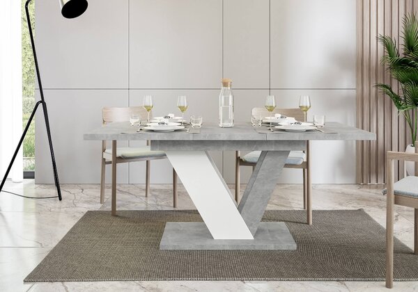 MebleMWM Stół rozkładany DUBAI | 120-160x80 | Biały, beton