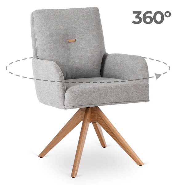 Krzesło Tapicerowane Obrotowe BIANCO Szare Nowoczesne