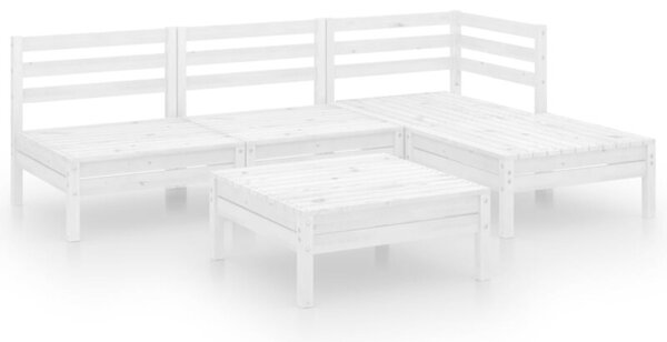 Zestaw Mebli Ogrodowych Komplet Wypoczynkowy 5-Częściowy Biały Drewno Na Taras Balkon Ogród