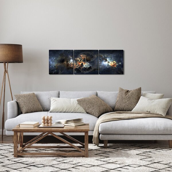Obraz - Wszechświat z mgławicą (z zegarem) (90x30 cm)