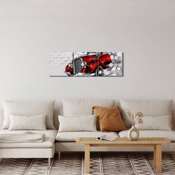 Obraz - Czerwony samochód (z zegarem) (90x30 cm)
