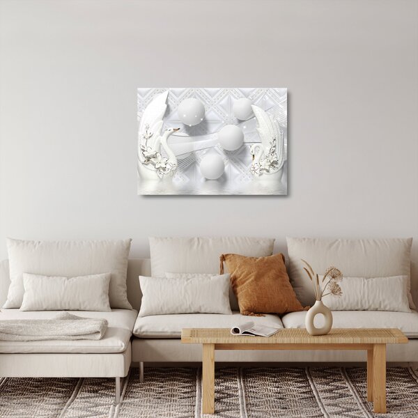 Obraz na szkle - Złoty łabędź na wodzie (70x50 cm)