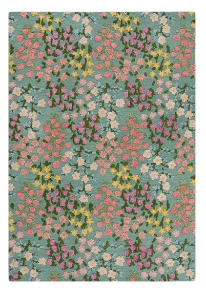 Miętowy wełniany dywan tkany ręcznie 160x230 cm Emilia Floral – Flair Rugs