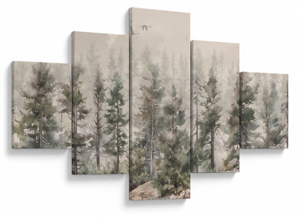 Obraz - Pine forest I., aquarel (125x70 cm)
