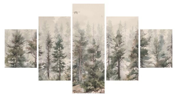 Obraz - Pine forest I., aquarel (125x70 cm)