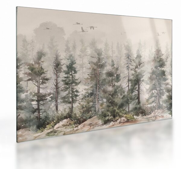 Obraz na szkle - Pine forest I., aquarel (70x50 cm)