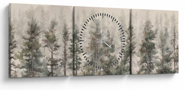 Obraz - Pine forest I., aquarel (z zegarem) (90x30 cm)