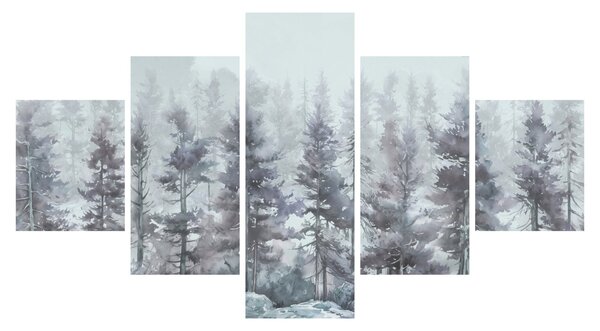 Obraz - Pine forest II, aquarel (125x70 cm)