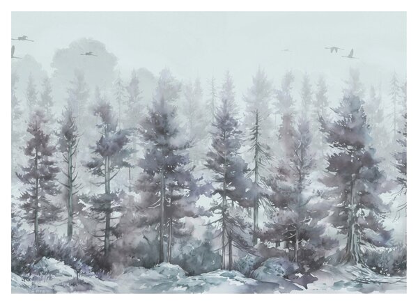 Obraz na szkle - Pine forest II, aquarel (70x50 cm)