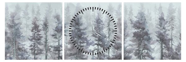 Obraz - Pine forest II, aquarel (z zegarem) (90x30 cm)