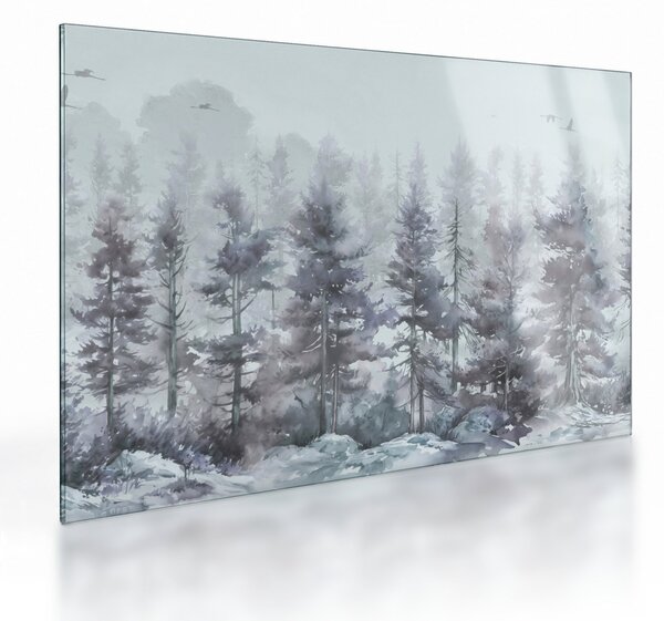 Obraz na szkle - Pine forest II, aquarel (70x50 cm)