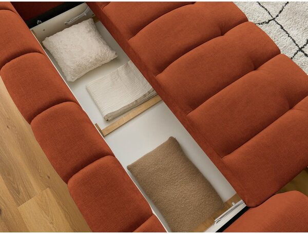 Ceglasta rozkładana/ze schowkiem sofa 251 cm Fuji – Bobochic Paris