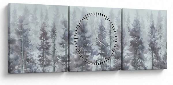 Obraz - Pine forest II, aquarel (z zegarem) (90x30 cm)