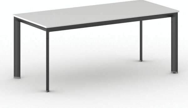 Stół konferencyjny do biura PRIMO INVITATION, 180x80 cm, czarna podstawa, biały