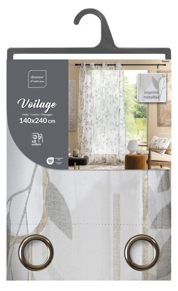 Szara firanka z woalu 140x240 cm Roseris – douceur d'intérieur