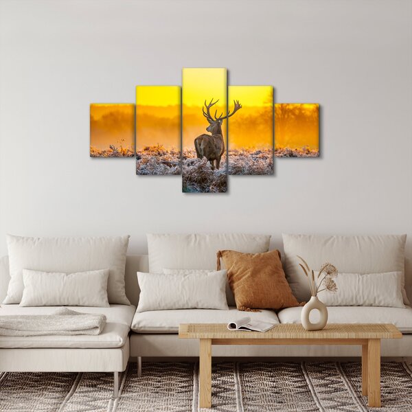 Obraz - Jeleń o wschodzie słońca (125x70 cm)