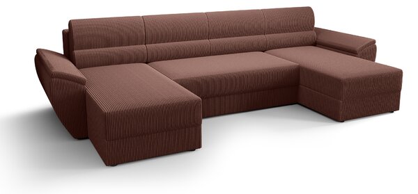 Rozkładana sofa narożna w kształcie U TAVERO 321x140 cm, ciemnoróżowa