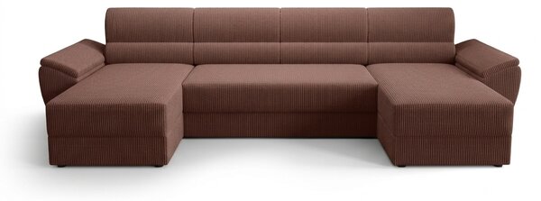 Rozkładana sofa narożna w kształcie U TAVERO 321x140 cm, ciemnoróżowa