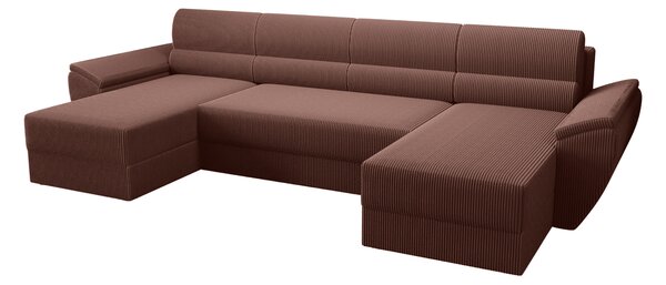 Rozkładana sofa narożna w kształcie U TAVERO 321x140 cm, ciemnoróżowa