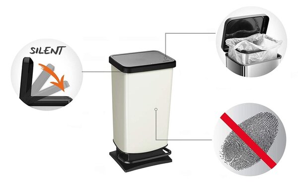 Czarny kosz na śmieci na pedał z plastiku z recyklingu 40 l Paso – Rotho