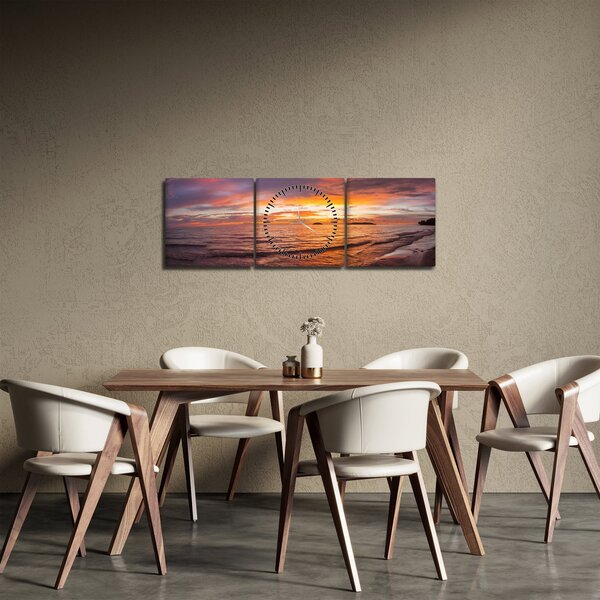 Obraz - Zachód słońca (z zegarem) (90x30 cm)