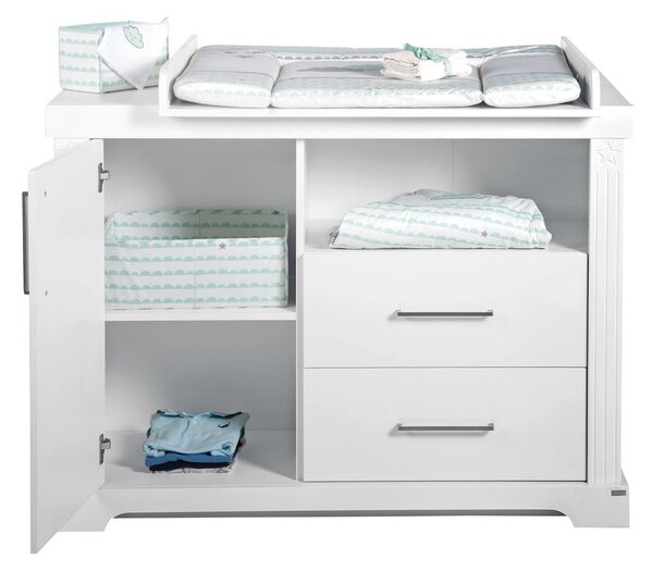 Biała niska komoda dziecięca z przewijakiem 120x98 cm Maxi – Roba