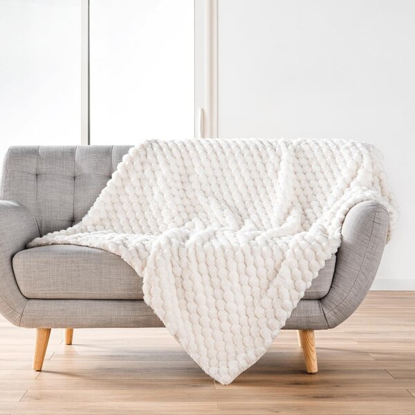 Kremowy koc z mikropluszu 220x240 cm Frosty – douceur d'intérieur