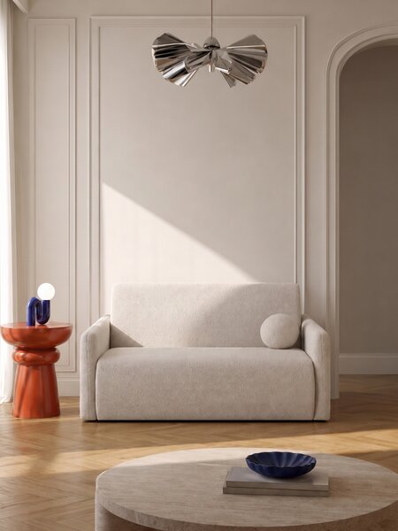 Sofa rozkładana Nido trzyosobowa 140 cm z pojemnikiem - jasny beżowy boucle Quelle 03